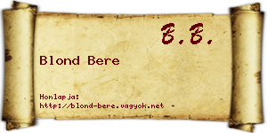 Blond Bere névjegykártya